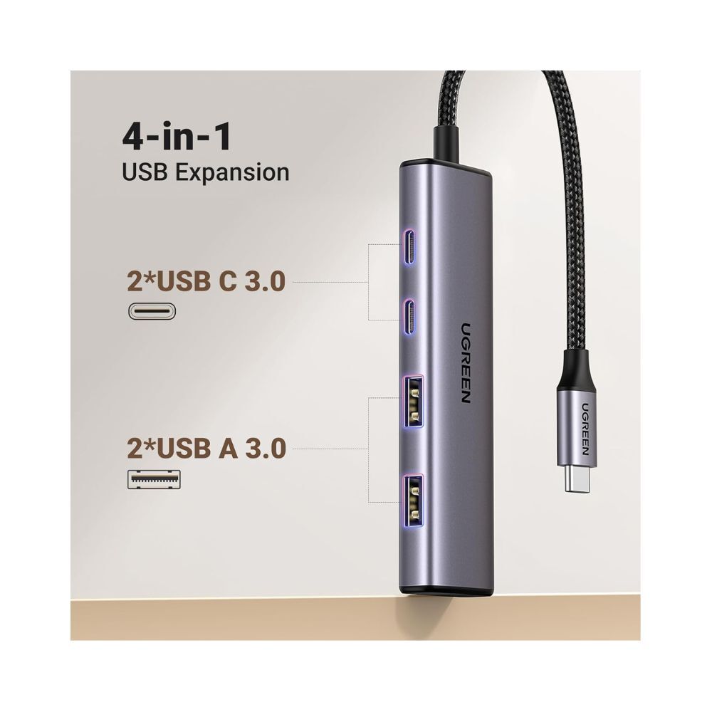 UGREEN 4 Ports USB C Hub with 2 x USB-C and 2x Silver