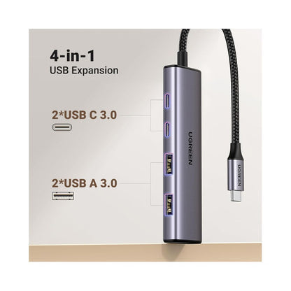 UGREEN 4 Ports USB C Hub with 2 x USB-C and 2x Silver