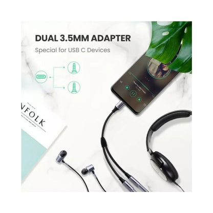 UGREEN USB-C to 3.5mm SplitterUSBC Male-2x3.5MM Female Jack