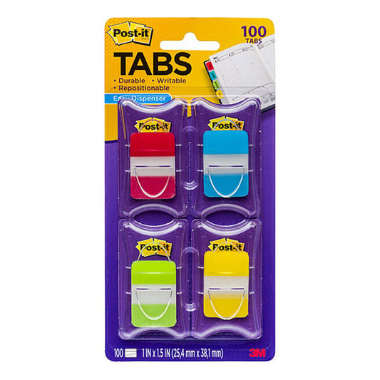 Post‑It Easy Dispenser Tabs Assorted Colours 25 x 38mm 4‑Pack Box of 6