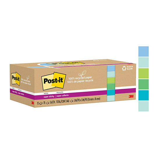 Post‑It Super Sticky Notes Oasis 76 x 76mm 12‑Pack