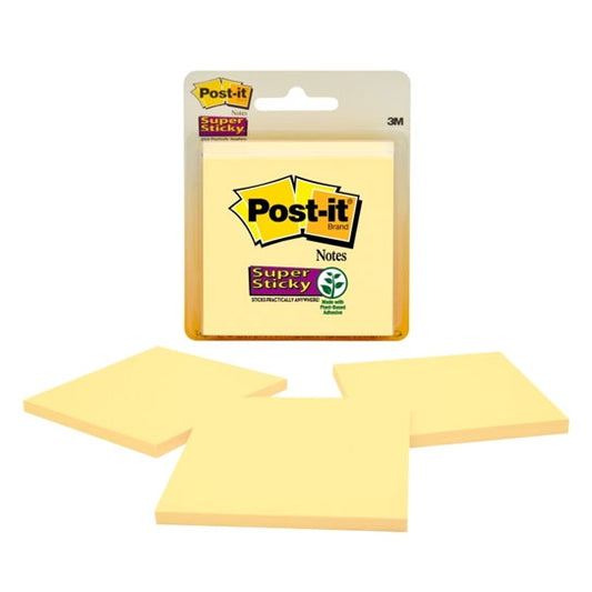 Post‑It Super Sticky Notes Canary Yellow 76 x 76mm 3‑Pack