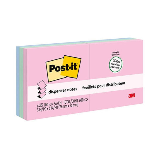 Post‑It Greener Pop‑Up Notes Pastel 76 x 76mm 6‑Pack