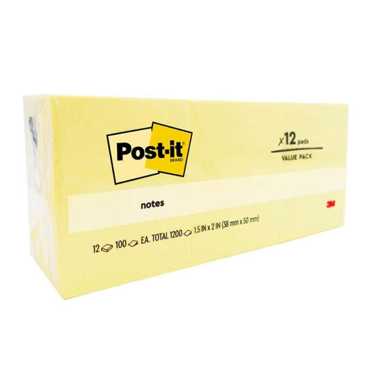 Post‑It Notes Canary Yellow 36 x 51mm 12‑Pack