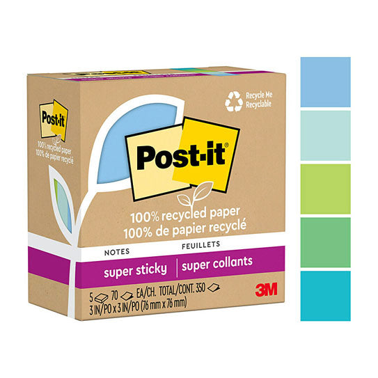 Post‑It Super Sticky Notes Oasis 76 x 76mm 5‑Pack Box of 6