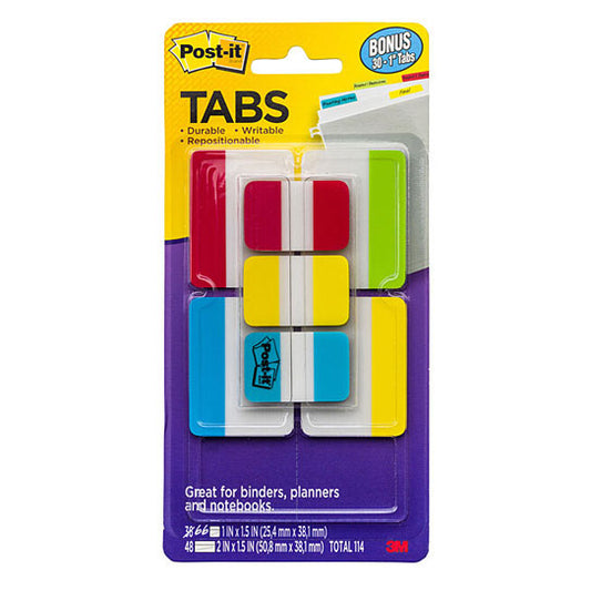 Post‑It Tabs Assorted Sizes & Colours 48‑Pack Box of 12