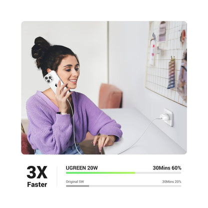 UGREEN 20W USB C Charger with Power Supply PD 3.0 White