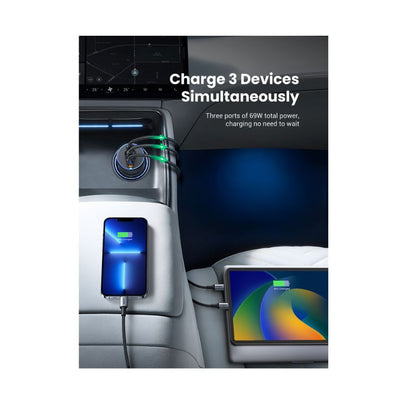 UGREEN 75W 3-Port Fast Car Charger
