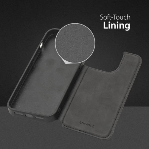 Encased Flipback Wallet Case with Screen Protector iPhone 14 Plus - Black