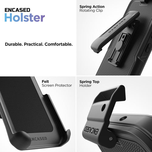 Encased Waterproof Case Samsung Galaxy S24 Ultra with Belt Clip Holster - Black