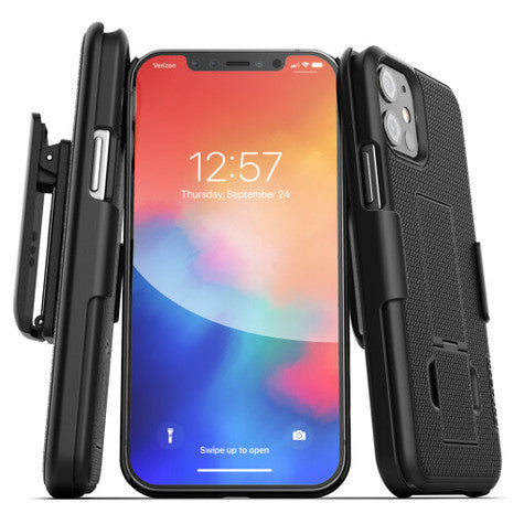 Encased Combo Case iPhone 12/12 Pro with Belt Clip Holster - Black