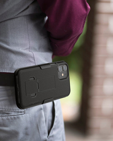 Encased Combo Case iPhone 12/12 Pro with Belt Clip Holster - Black
