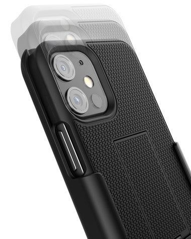 Encased Combo Case iPhone 12/12 Pro with Belt Clip Holster - Black