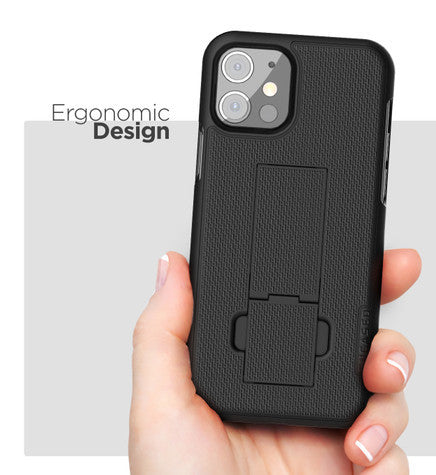 Encased Combo Case iPhone 12/12 Pro with Belt Clip Holster - Black