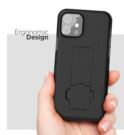 Encased Combo Case iPhone 12/12 Pro with Belt Clip Holster - Black