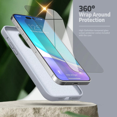 Encased Silicone Case iPhone 14 Pro with Neck and Wrist Strap - Lavender