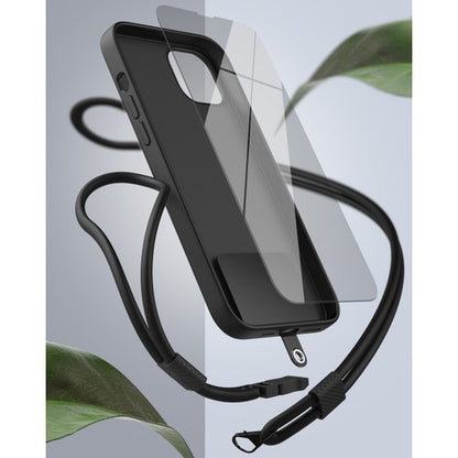 Encased Silicone Case iPhone 14 Pro Max with Neck and Wrist Strap - Black