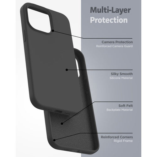 Encased Silicone Case iPhone 14 Pro Max with Neck and Wrist Strap - Black