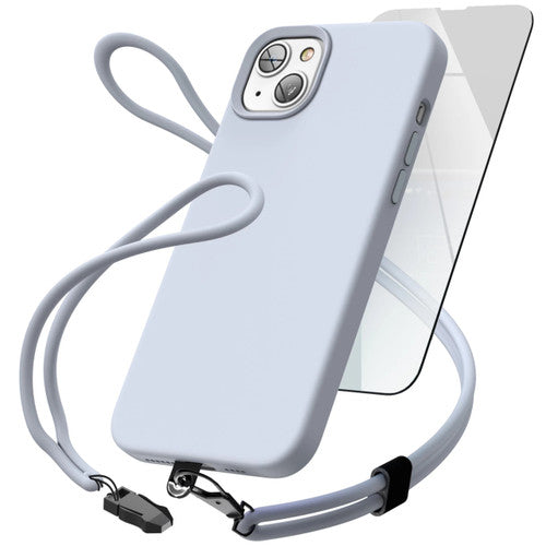 Encased Silicone Case iPhone 14 with Neck and Wrist Strap - Lavender