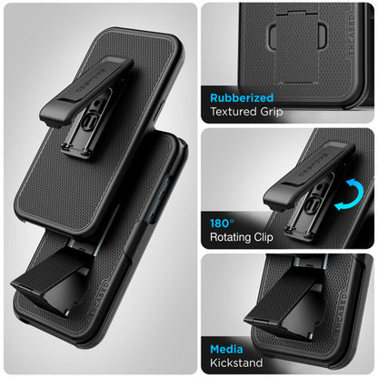 Encased Duraclip Case iPhone 16 Pro Max with Tempered Glass - Black