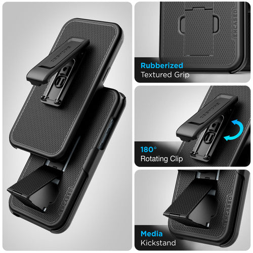 Encased Duraclip Case iPhone 16 Pro with Tempered Glass - Black