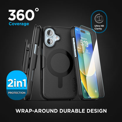 Encased Slimline Case iPhone 16 with Tempered Glass - Black