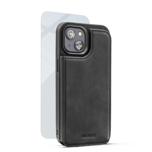 Encased Flipback Wallet Case with Screen Protector iPhone 14 Plus - Black