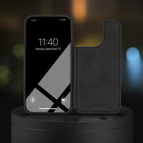 Encased Flipback Wallet Case with Screen Protector iPhone 14 Plus - Black