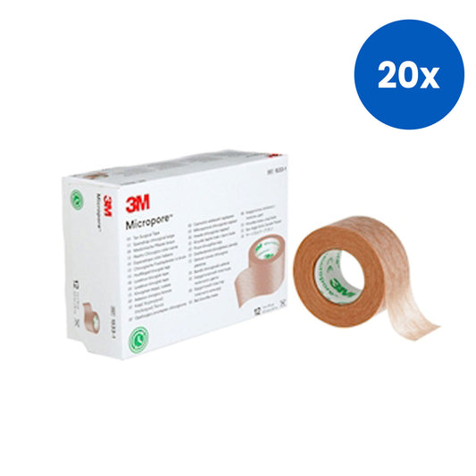 3M Micropore Surgical Paper Tape Latex Free 25mm x 9.1 metres Biodegradable 12 Pieces/Box - Tan x20