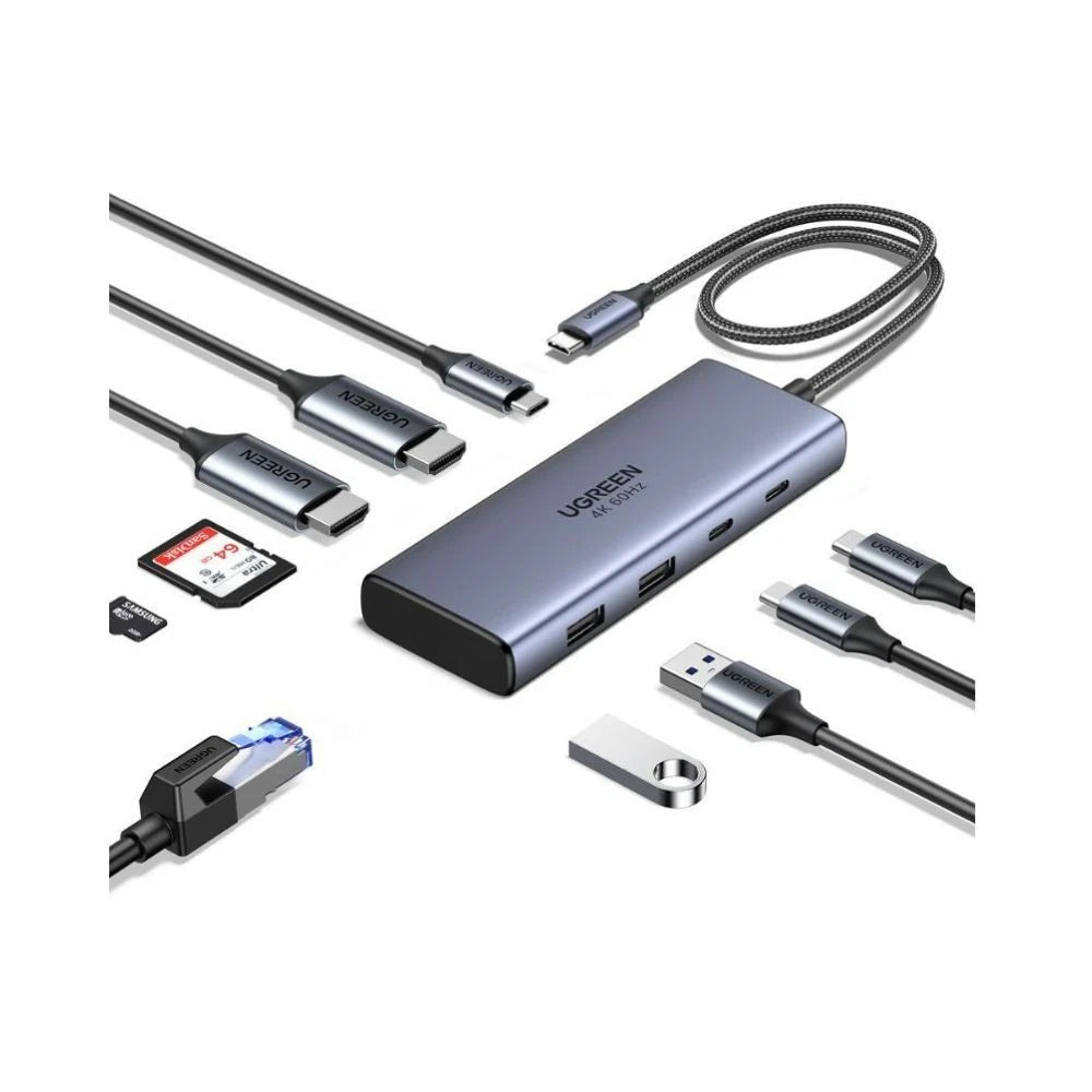 UGREEN 7-in-1 USB C Hub with Dual 4K display Silver