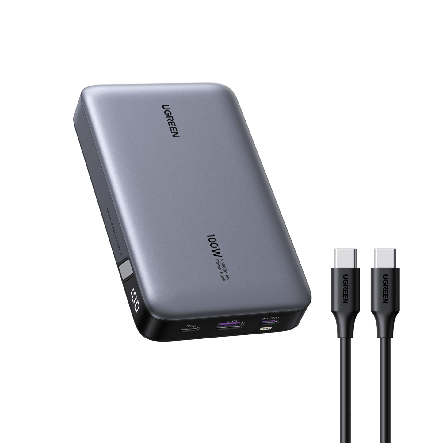 UGREEN 100W 20000mAh for Laptop-3 Ports Power Bank Silver