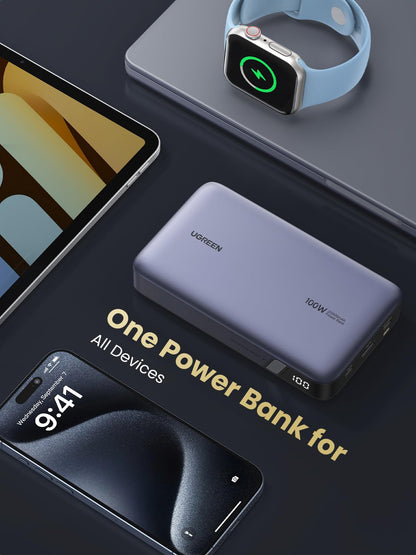 UGREEN 100W 20000mAh for Laptop-3 Ports Power Bank Silver
