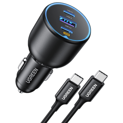 UGREEN 130W 3-Port Fast Car Charger with 100W Cable