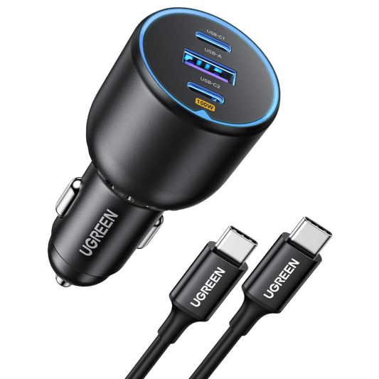 UGREEN 130W 3-Port Fast Car Charger with 100W Cable