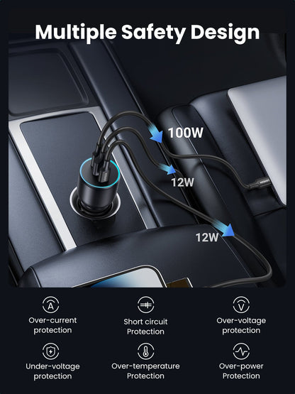 UGREEN 130W 3-Port Fast Car Charger with 100W Cable