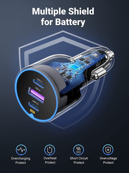 UGREEN 130W USB C and USB A Car Charger Black