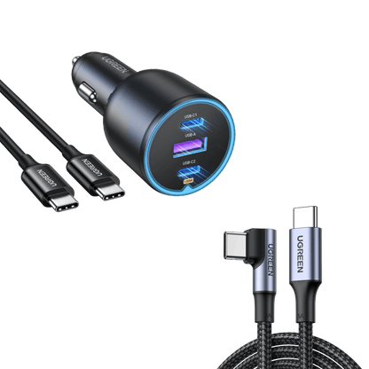 UGREEN 130W USB C and USB A Car Charger Black