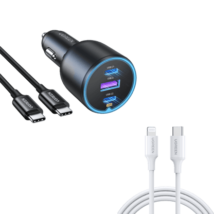 UGREEN 130W USB C and USB A Car Charger Black