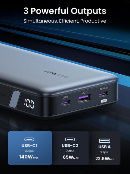 UGREEN 145W 25000mAh for Laptop-3 Ports Power Bank Silver