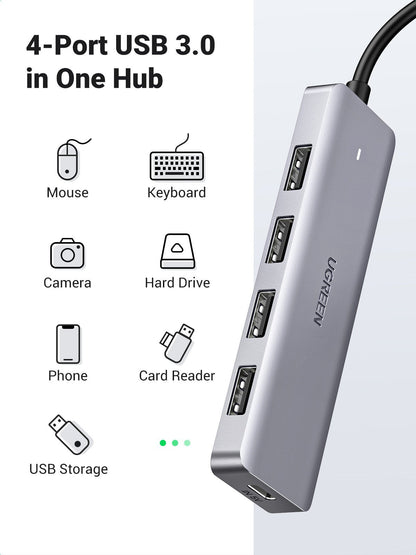 UGREEN 4 Ports USB C Hub Silver