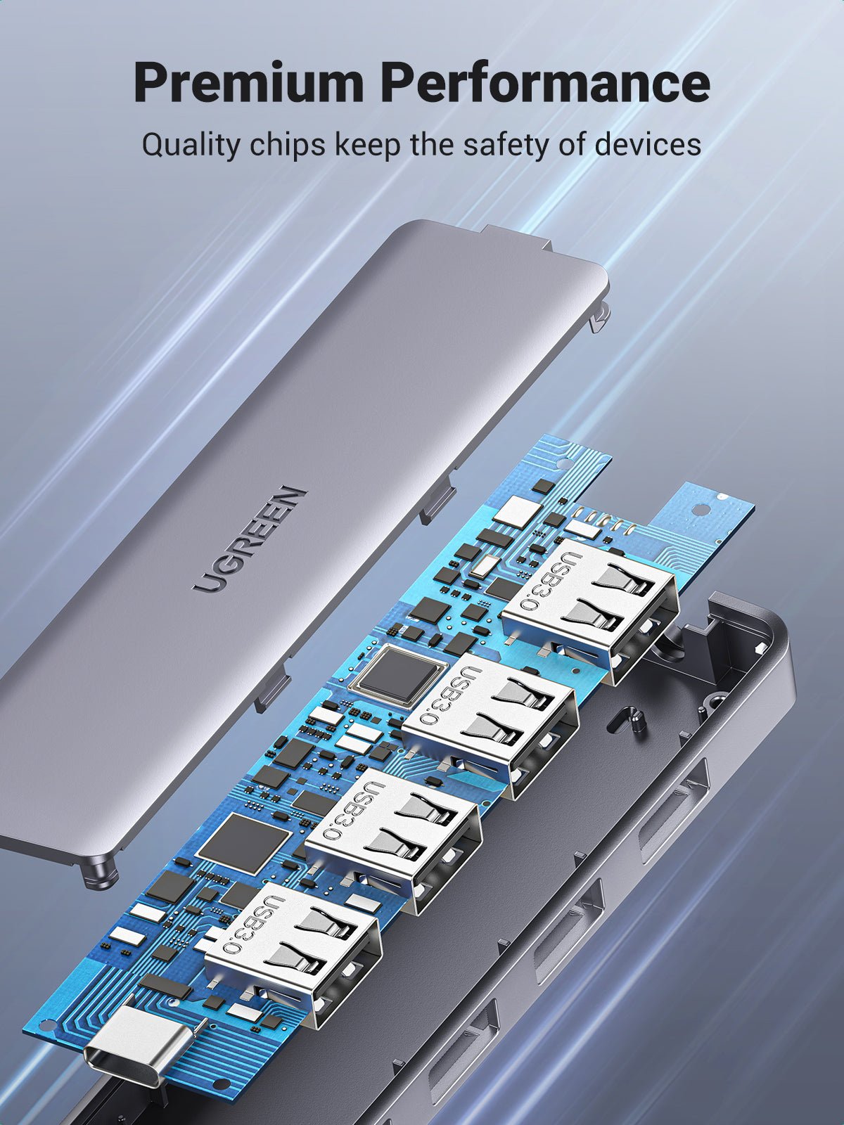 UGREEN 4 Ports USB C Hub Silver