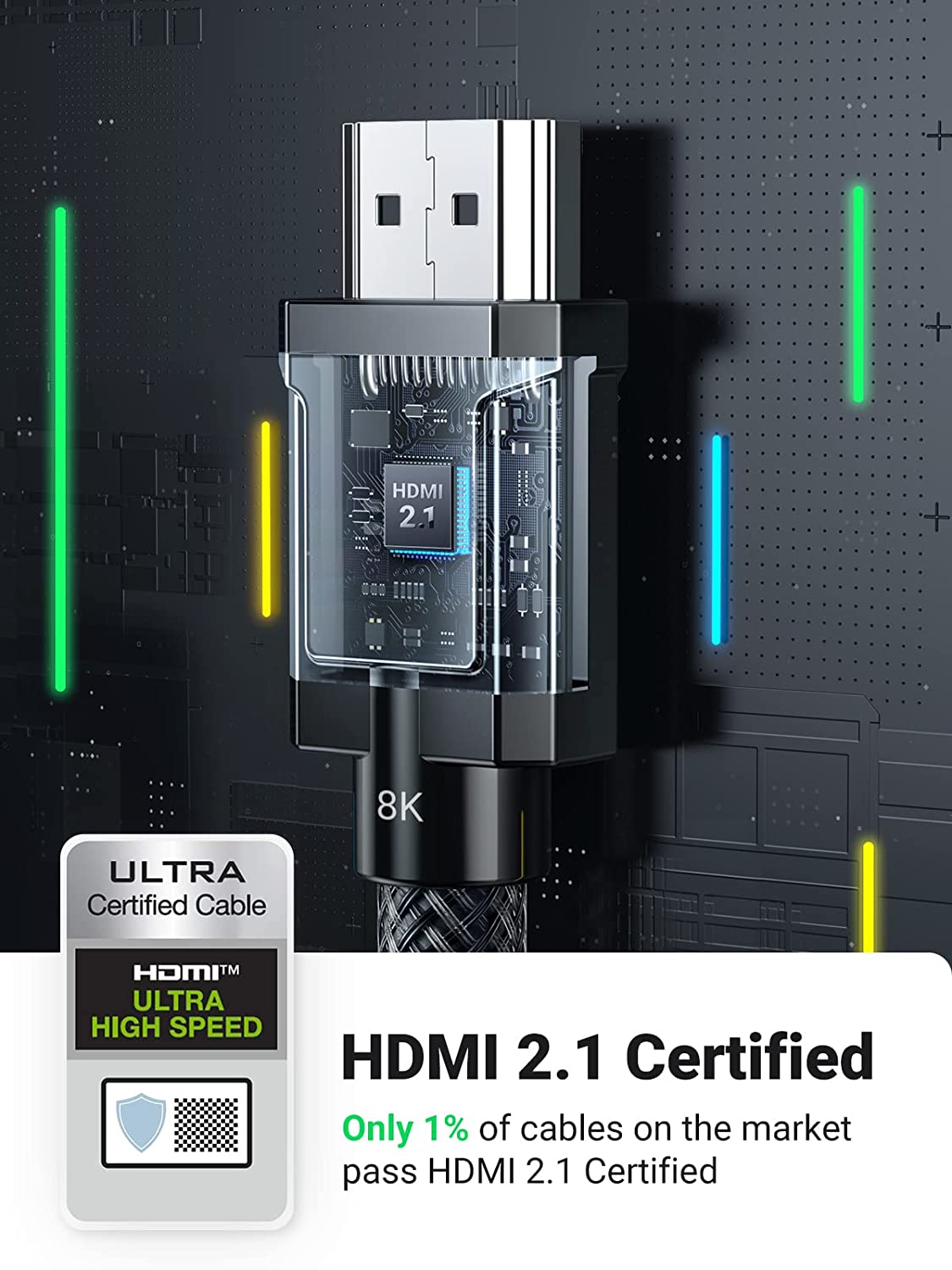 UGREEN 2M 8K UHD HDMI 2.1 Male-Male Zinc-alloy Case Black