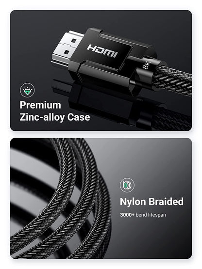 UGREEN 2M 8K UHD HDMI 2.1 Male-Male Zinc-alloy Case Black