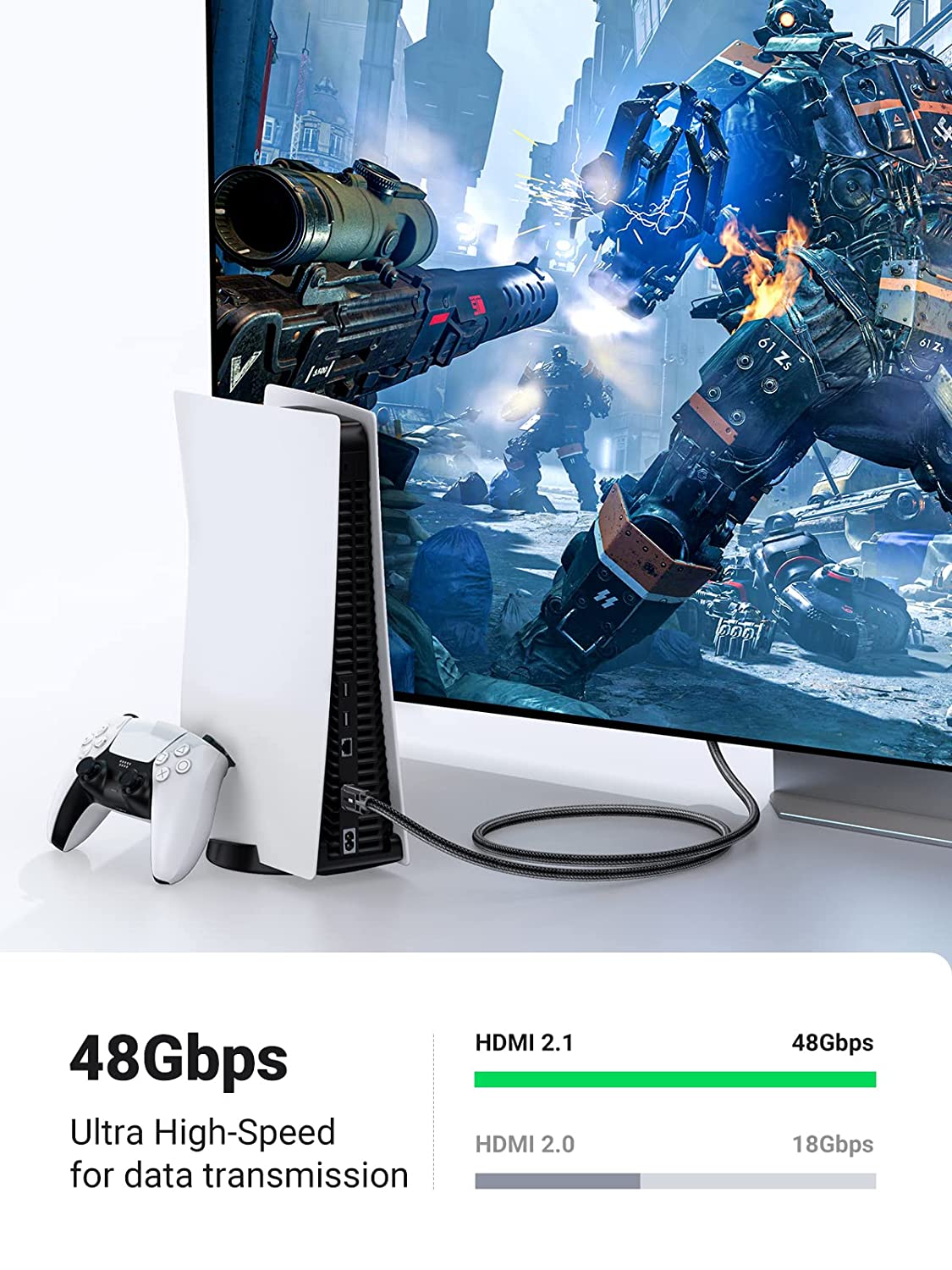 UGREEN 2M 8K UHD HDMI 2.1 Male-Male Zinc-alloy Case Black
