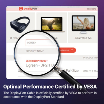 UGREEN 1M 16K Displayport 2.1 Male-Male VESA Certified Cable