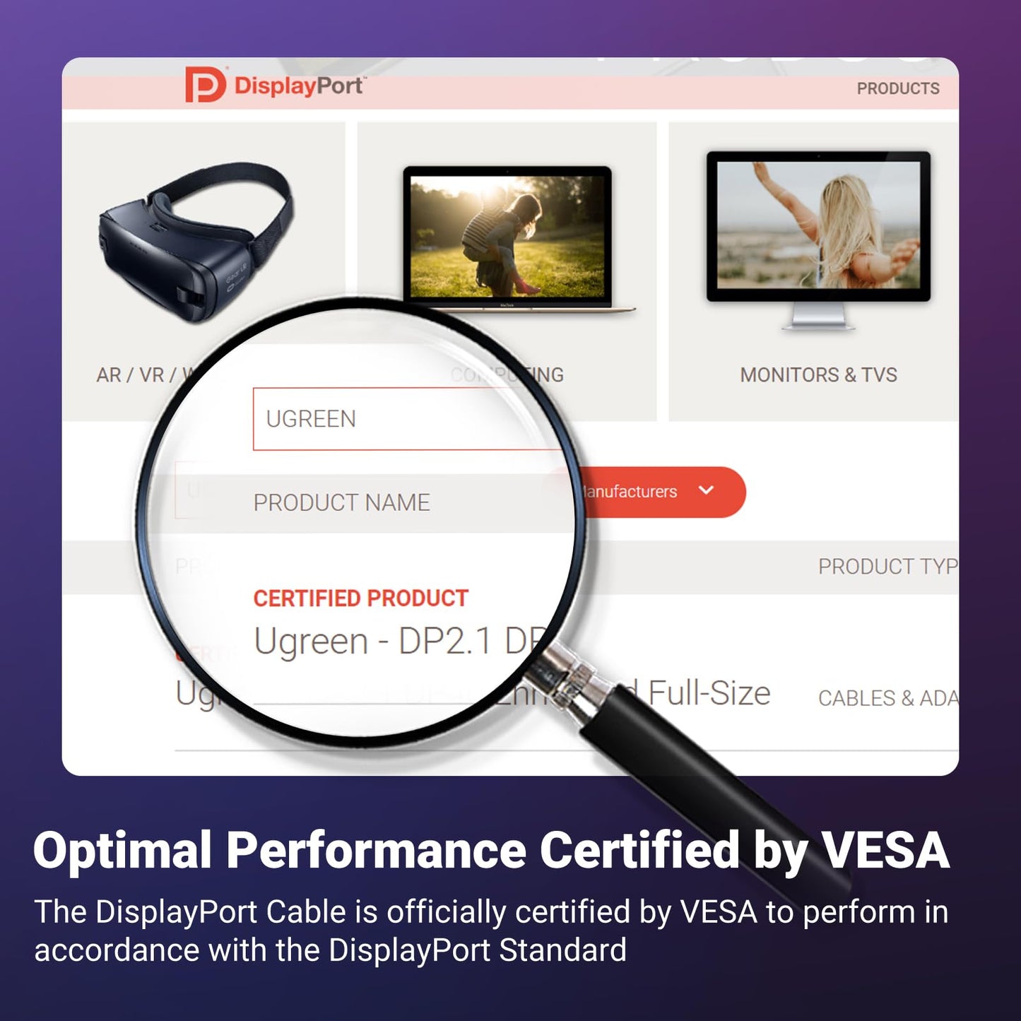 UGREEN 2M 16K Displayport 2.1 Male-Male VESA Certified Cable