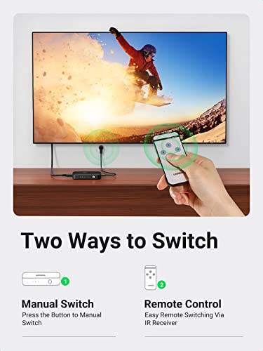 UGREEN 3-in-1 HDMI Switch 3 In 1 Out HDMI 2.1 Switcher Black