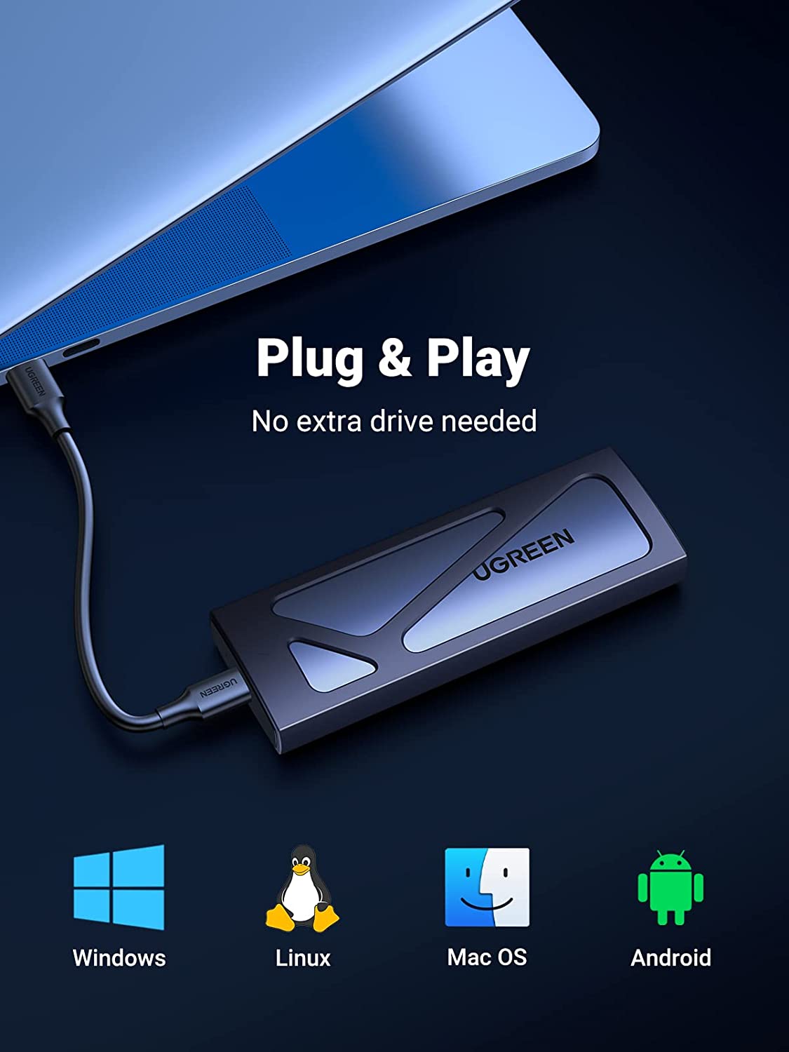 UGREEN M.2 NVMe/SATA SSD Enclosure Black