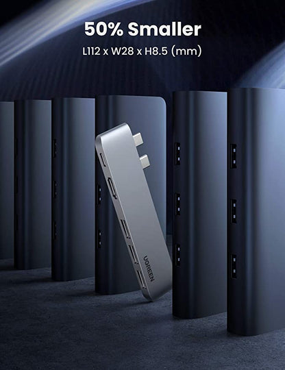 UGREEN 5-in-2 USB C Hub for MacBook Pro/Air - Silver