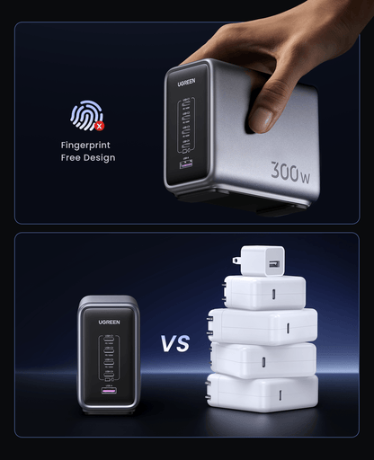 UGREEN Nexode 300W USB C GaN Charger-5 Ports Desk Silver